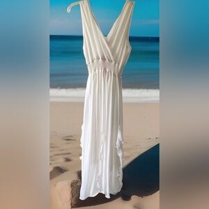 White Flowing Dress Perfection Beach Wedding Garden Party Romantic Bridal NWT